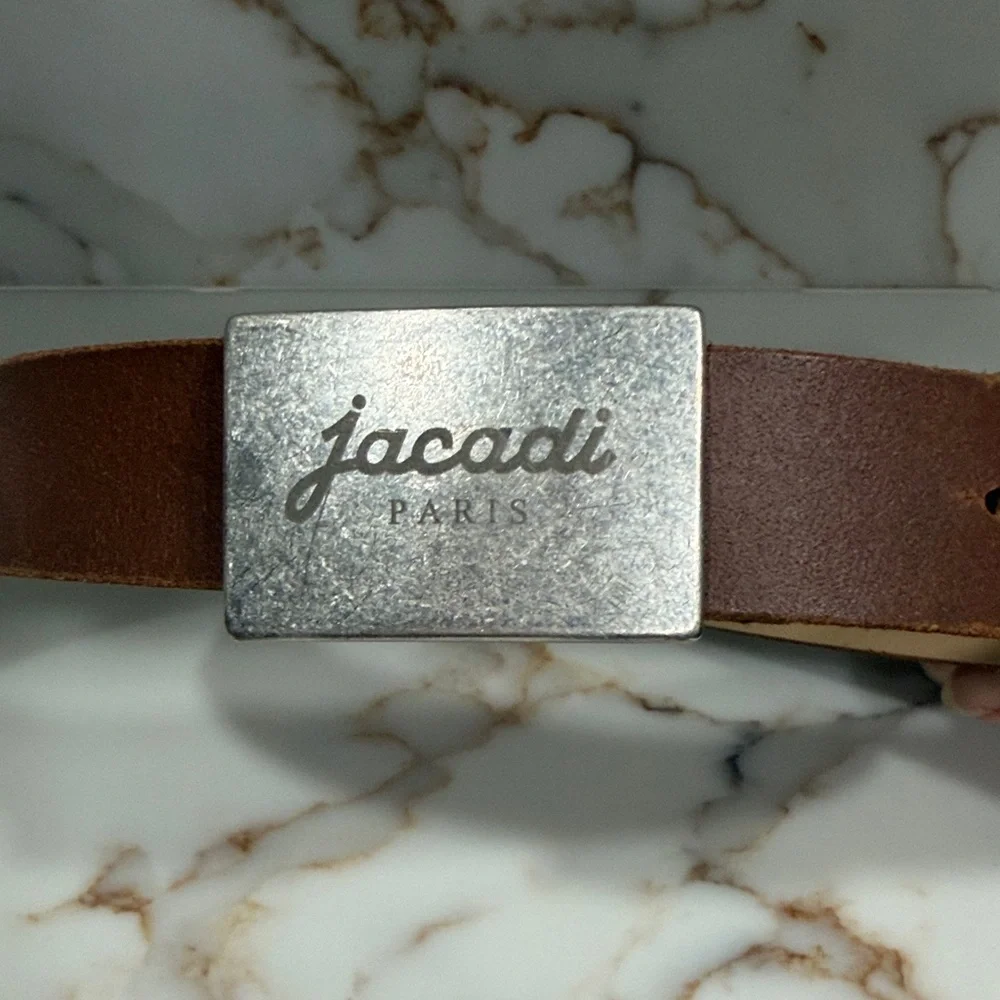 Jacadi Paris Brown Leather Belt with Silver Buckle